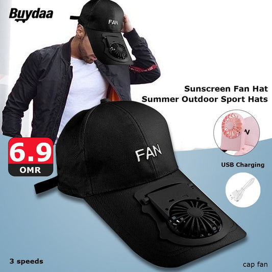 Portable USB Rechargeable Fan Cap